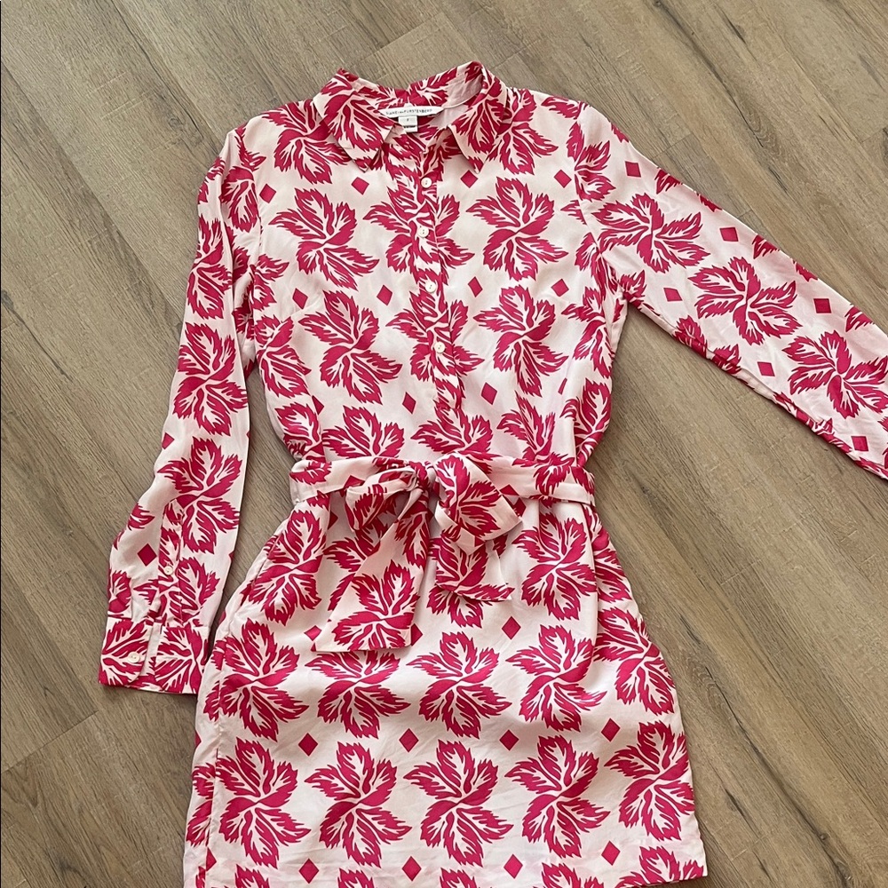 Diane Von Furstenberg Pink Floral Long Sleeve Dress
